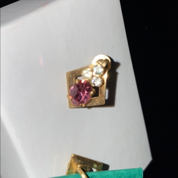 Vintage screw back rhinestone earrings - Picture 3 of 4